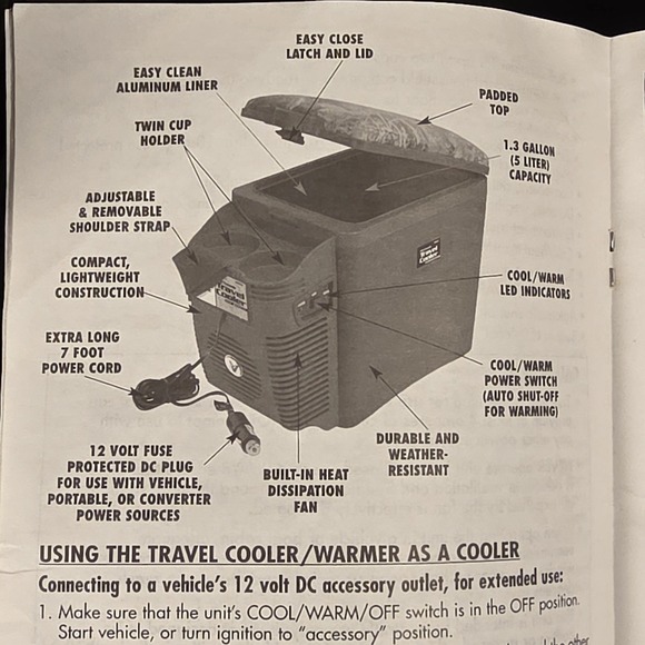 Vector VW222 Portable Travel Cooler & Warmer Mini Console Camo 12V Lighter Plug - Picture 11 of 13